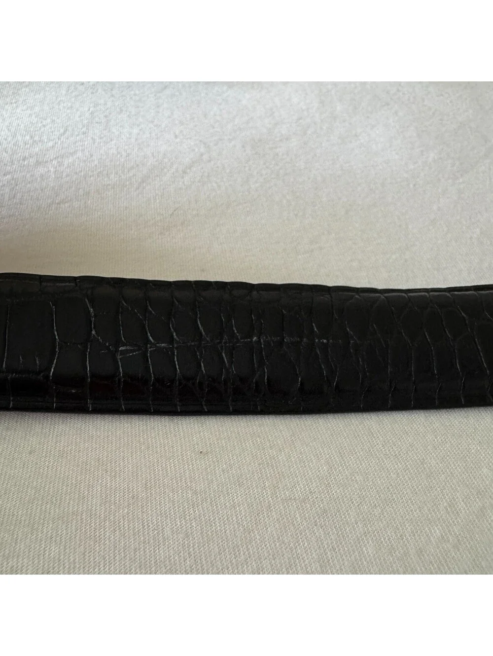 Daniel Cremieux Black Croc Embossed Belt Men's 40 Italian Leather Silver Buckle